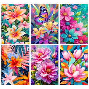 Vibrant Floral Diamond Painting Full Square Round Diamond Mosaic Embroidery Cross Stitch Kit DIY Home Decor Art Craft Gift