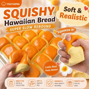 2PCS Hawaiian Toast Squishy Toy: Slow Rising Bread Sensory Fidget Set for Kids/Adults - Stress Relief Squishies