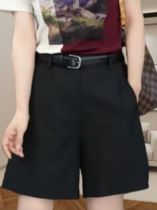 Ladies High Waist A-Line Short Pants Korean Style Casual Pure Color Slimming Design Summer New Arrival Wide Leg Five-Quarter Length