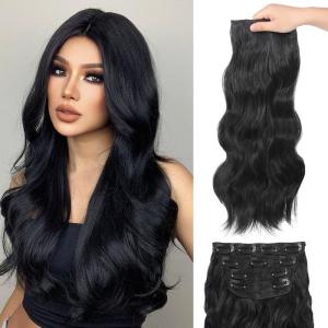 European and American cross-border high temperature silk wig womens wig four-piece set clip hair curly hair piece chemical fiber hair extension piece hair