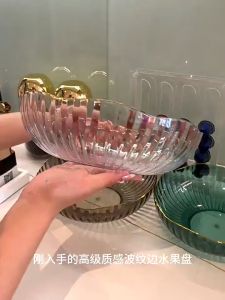 Anabelle Mangkok Keranjang Buah Emas Piring Kristal Mewah Gold Aestetik Transparant Lebaran