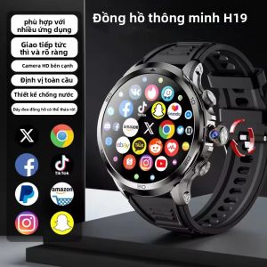 Đồng Hồ Thông Minh 4G Full Netcom 128GB Android 9.0 Màn Hình AMOLED 1.95 Inch GPS WiFi Tích Hợp Pin Dự Phòng Có Camera Dành Cho Nam