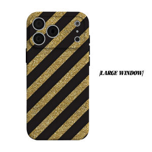 BILIBILI | Black Gold Glitter Stripe Phone Case for iPhone 18 17 16 15 14 13 12 11 Air Pro Max Plus Double-layer Cover