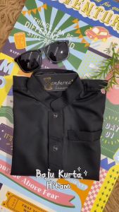 ☆ Brand Sempurna ☆ New Design Baju Kurta Regular Slim Fit Cotton Warna Black Sedondon Baju Raya - D011K