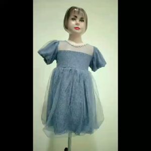 (LOLI-JKT) BD-444 GAUN BROKAT TUTU ANAK BAGUS LENGAN PUFF SIZE 100-140