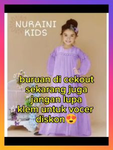 Pakaian Anak Gamis Dres Nuraini Non Hijap Krep Airplow Mix Tille
