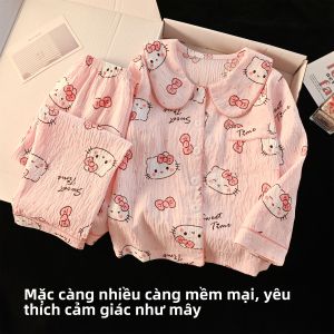 Bộ Đồ Ngủ Trẻ Em Mùa Xuân Thu Đông Cotton Mây Dài Tay Gấu Bông Mặc Nhà Trẻ Em Trai Và Gái Quần Dài Thoải Mái Thoáng Khí