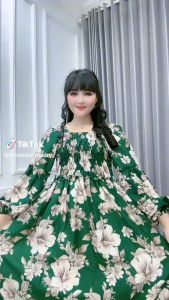 Dress Wanita ZK Semuk Widahliya Lengan panjang depan semuk belakang tanpa karet Katun Rayon