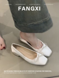 2025 Spring New French Butterfly Knot Low Heel Single Shoes Women Slip-On Flat Bottom Shoes Korean Style Satin Upgraded Version