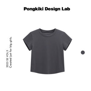 Áo Thun Thể Thao Nữ Dáng Ôm PONGKIKIsk*ms Cổ Tròn Tay Ngắn Mùa Hè Đa Năng Thoải Mái Thoáng Khí Cotton Pha Trộn