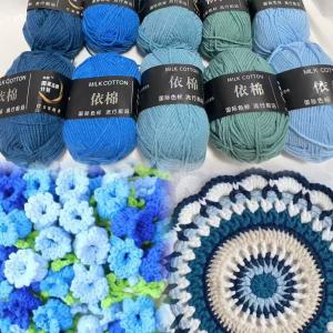 10pcs/Lot Blue Series DIY Baby Milk Sweet Soft Cotton Knitting Wool Yarn