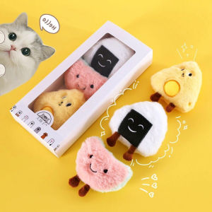 Pet plush toy catnip built-in bell sound cat products soothe kittens from hi poached egg rice balls