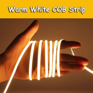 USB-Powered LED COB Strip Light-Flexible Cuttable Tape Light with Adhesive Backing Push Button Control for Homes Kitchens