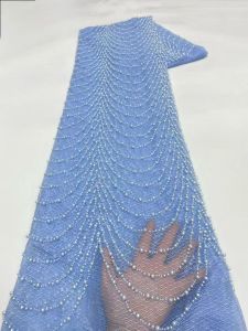 Vải Lưới Ren Thêu Hạt Cườm Thiết Kế Độc Đáo Màu Trắng Ngà Sang Trọng Đính Sequin Dùng Cho Váy Dự Tiệc Cưới Buổi Tối
