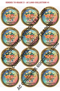 K-3 2026 GRADUATION AWARD FOR GARLAND/RIBBON/LEI LOGO/CENTER PIECE / A4 SIZE/12 PCS/PAGE/2.5 inches