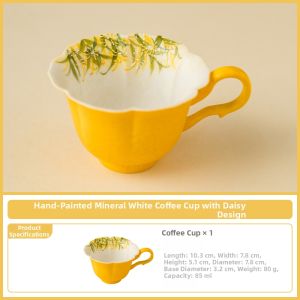 JISU | Sophisticated Ceramic Coffee Cup Daisy Design