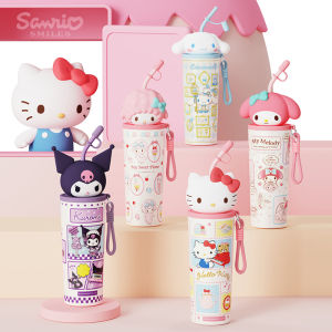 Sanrio | 1pc Hello Kitty Cartoon Insulated Cup 700ml Large Capacity Straw Car Cup with Lanyard Portable Tumbler for Outdoor Sports