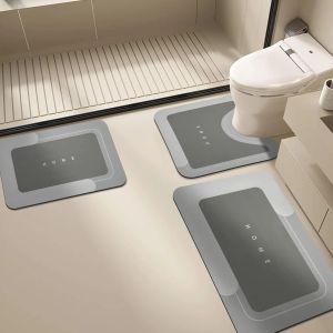 Bộ Thảm Tắm Hình Chữ U VIKAMA 3 Món Chất Liệu Đất Tảo Diatomite Chống Trơn Trượt Thấm Hút Nhanh Mềm Mại Dùng Cho Phòng Tắm Trang Trí Nhà Cửa Chất Liệu Polyester Họa Tiết Động Vật