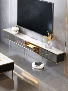 Modern Luxury Wall Mounted Narrow TV Stand Living Room Compact Solid Wood Cabinet