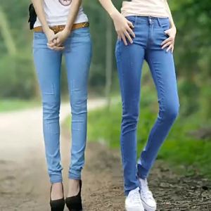 ali2024 Quần Jean Co Giãn Cạp Thấp Màu Nhạt Màu Sáng Mùa Thu Quần Ống Nhỏ Rách Chân Quần Dài Bút Chì Tôn Dáng