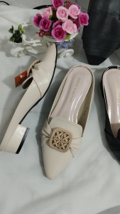Sepatu Sandal Wanita Kekinian Termurah/Sandal Wanita Hak Slip On 3cm Pin Kotak