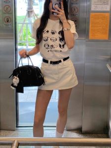 High Waist Slimming A-Line Mini Skirt Jeans Womens Summer plus Size Fashionable Versatile Short Skirt Commute Korean Style