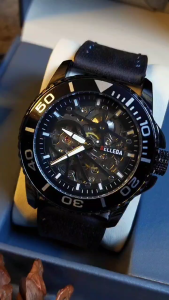 Jam Tangan Pria BELLEDA 9485 Automatic Skeleton Dial Leather Strap Pria Anti Air Original Watch