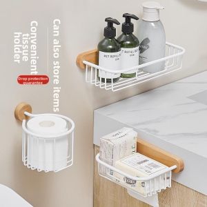 TENGYAGAO | No-drill Bathroom Wooden-style Tissue Holder