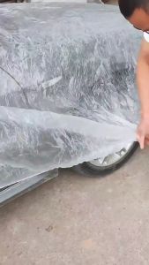PE Transparent Plastic Car Cover Scratch Waterproof Protection Disposable Car Cover Plastik Selimut Kereta Sedan SUV