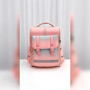 Eurotek 6-12 years old School Backpack Waterproof Scientific ridge protection Large capacity Pink and black with reflective stripes for safety.