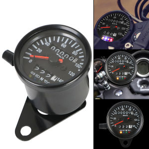 Universal for Cafe Racer Motorbike Motorcycle Speedometer Backlight Indicator with LED Signal Light Odometer Gauge 12V