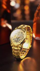 ปฏิทินกลวงนาฬิกาอัตโนมัติบุรุษเรืองแสงกันน้ำนาฬิกาธุรกิจวิตเซอร์แลนด์ย้อนยุเข็มขัดเหล็กนาฬิกาผู้ชาย