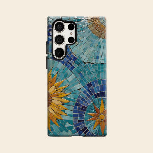 Sun Mosaic Tile Luxury Fashion Full Lens Protective Case for Samsung Galaxy S26 S25 S24 A56 A36 Plus Ultra