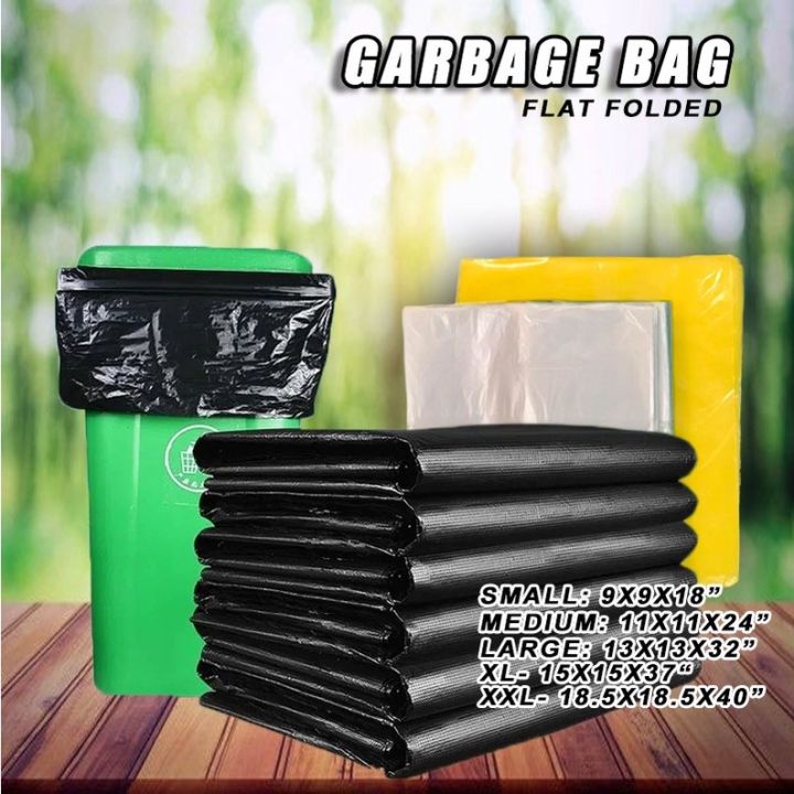 (XL & XXL )100 pcs Trash Bag BLACK,CLEAR,GREEN,YELLOW plastic garbage ...