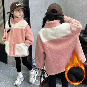 Girls Thick Denim Jackets Childrens Plus Velvet Winter Warm Coats New Padded Outerwear Kids Fleece-lined Casual Clothing 4-12Y