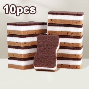 5pcs Kitchen Sponge Wipe Scouring Pad Strong Water Absorption Remove Grease High-Density Block Dishwashing Pot Cleaning Brush