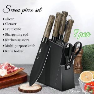7PCS Stainless Steel Household Cutting Tool Set-Pisau Potong Tulang-Pisau Potong-Pisau Multi-Tujuan-Pisau Buah-Tongkat Pemotong-Gunting Dapur-Pemegang Pisau.