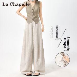 La Chapelle | Luxe Style Rhinestoned Tencel Culotte Trouser
