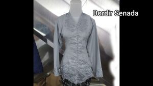 Kebaya Encim Bordir Senada Lengan Panjang Warna Hijau Abu Maroon Navy Taro Kebaya Polos Bahan Adem