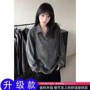 เสื้อยืดคอโปโลแขนยาวสไตล์ย้อนยุคสไตล์อเมริกันสำหรับผู้ชาย ฤดูใบไม้ร่วง น้ำหนักหนา ลายทาง ชั้นใน เสื้อชั้นใน เสื้อผ้าทำงาน