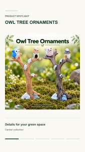 Mini Owl Tree Resin Miniature Fairy Garden Ornament Bonsai Terrarium Micro Landscape DIY Moss Garden Decoration
