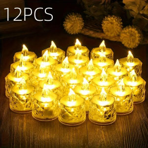 12 Pack Flameless LED Tea Lights Candlesfor Halloween Christmas Home/ Wedding Decor Holiday Gifts &Decorate Lights