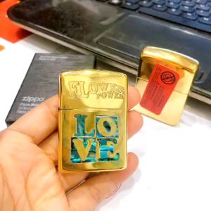 Hộp quẹt bật lửa Zippo Armor vỏ dầy khắc ăn mòn cẩn xà cừ LOVE hàng loại 1 vỏ bằng đồng có tem đỏ