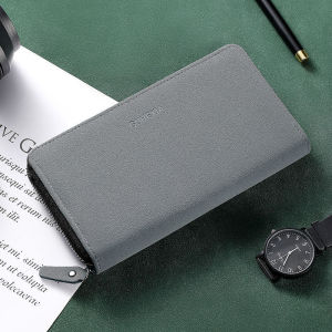 Mens Long Wallet Faux Leather Large Capacity Business Card Holder New Zipper Handbag Polyester Lining OL Style Summer Collection