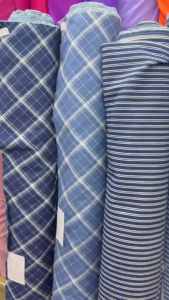 ผ้าเมตร ผ้ายีนส์ ผ้ายีนส์ลายทาง ลายยวินเทจ สำหรับตัดเสื้อ แจ็คเก็ต หน้ากว้าง 55 นิ้ว หน่วยขายเป็นเมตร