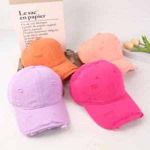 Hot Sale Washed Cotton Retro Distressed style Cap High Quality Baseball Cap Women Dopamine Cap Outdoor Hats