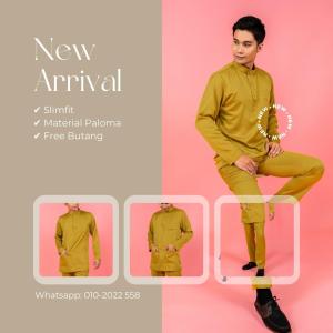 Baju Melayu Lelaki Dewasa Slimfit Kain Satin 22023-Batch 1