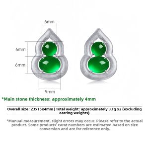 AILEQ | 925 Silver Natural Chalcedony Green Jewelry Earrings