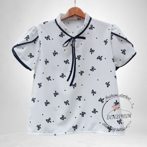 เสื้อแฟชั่นผู้หญิง เสื้อคอจีน แขนกลีบบัว รอบอก 40 นิ้ว