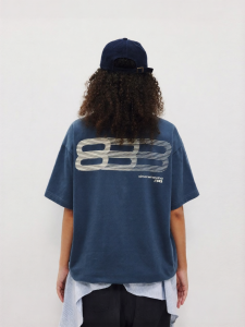 FPA | Gradient Blue Trendy American-style Casual Loose Round-neck T-Shirt